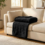 Fleece Blanket Plush Cozy Warm Arctic Boho Knit Jacquard