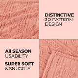 Fleece Blanket Plush Cozy Warm Arctic Boho Knit Jacquard