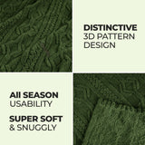 Fleece Blanket Plush Cozy Warm Arctic Boho Knit Jacquard