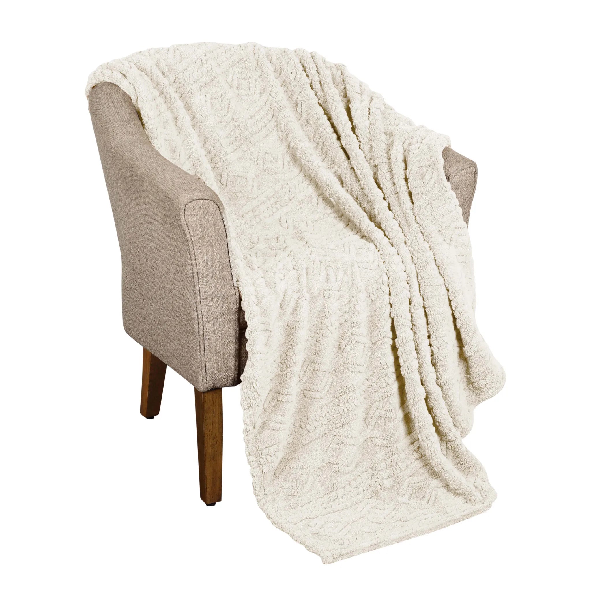Fleece Blanket Plush Cozy Warm Arctic Boho Knit Jacquard