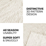Fleece Blanket Plush Cozy Warm Arctic Boho Knit Jacquard
