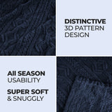 Fleece Blanket Plush Cozy Warm Arctic Boho Knit Jacquard