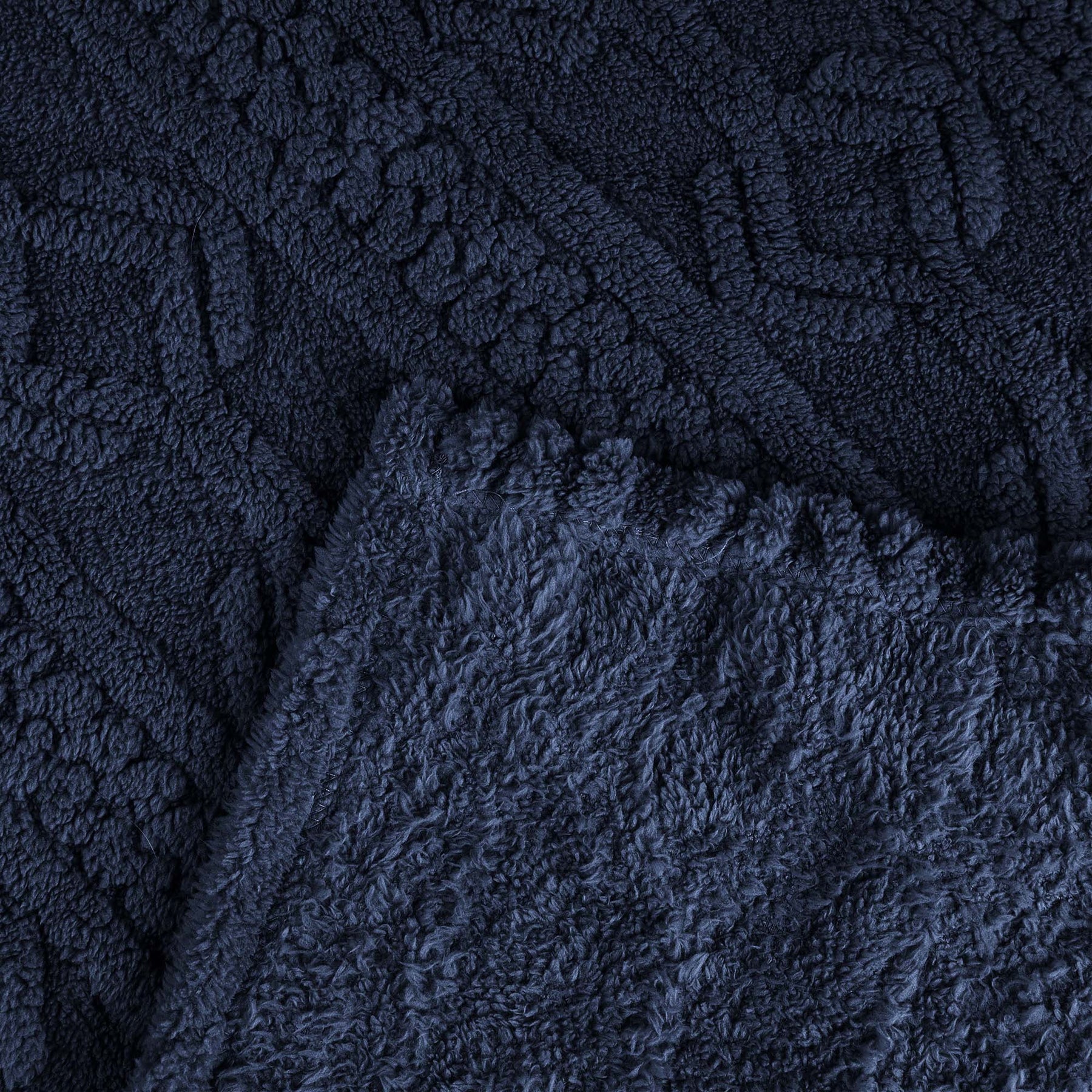 Superior Arctic Boho Knit Jacquard Fleece Plush Fluffy Blanket - Navy Blue