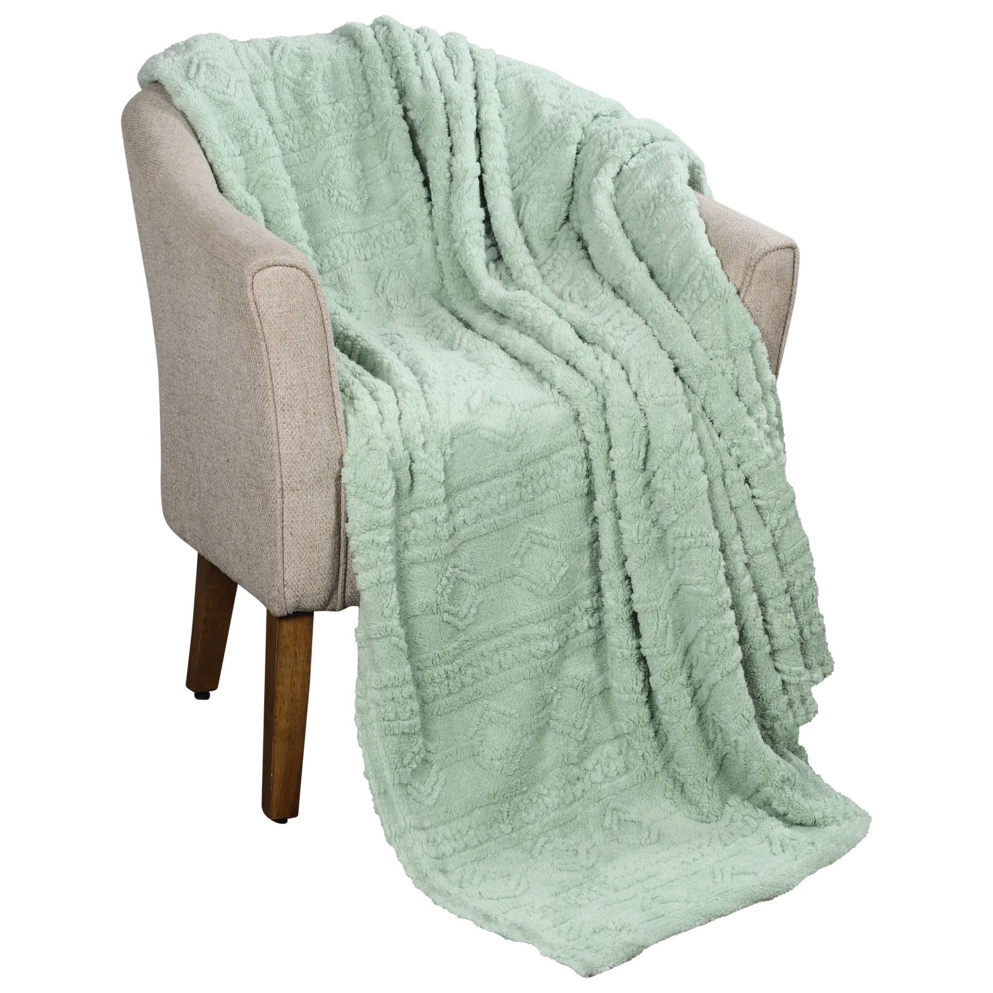 Fleece Blanket Plush Cozy Warm Arctic Boho Knit Jacquard