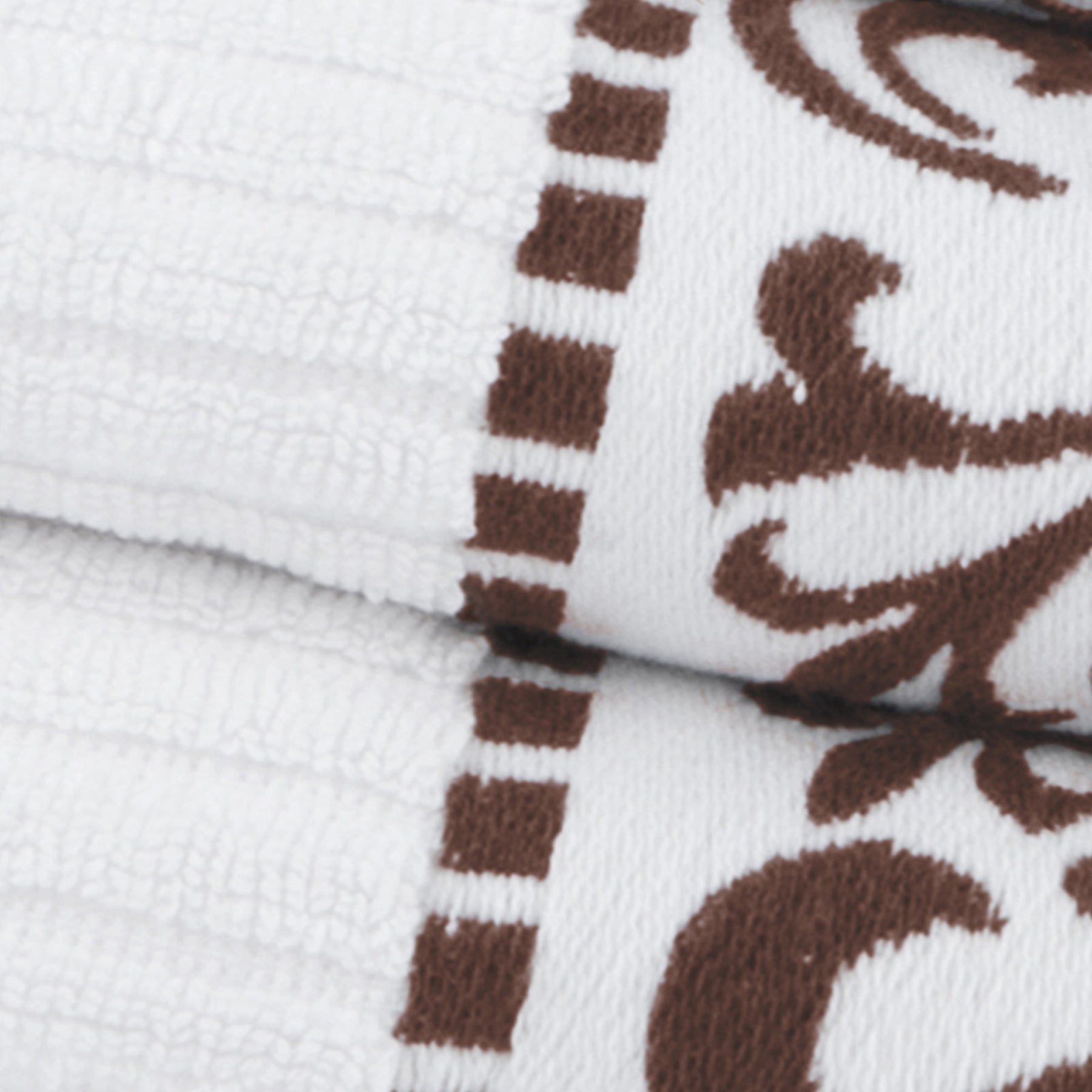 Superior Athens Cotton 6-Piece Assorted Towel Set with Greek Scroll and Floral Pattern -Chocolate
