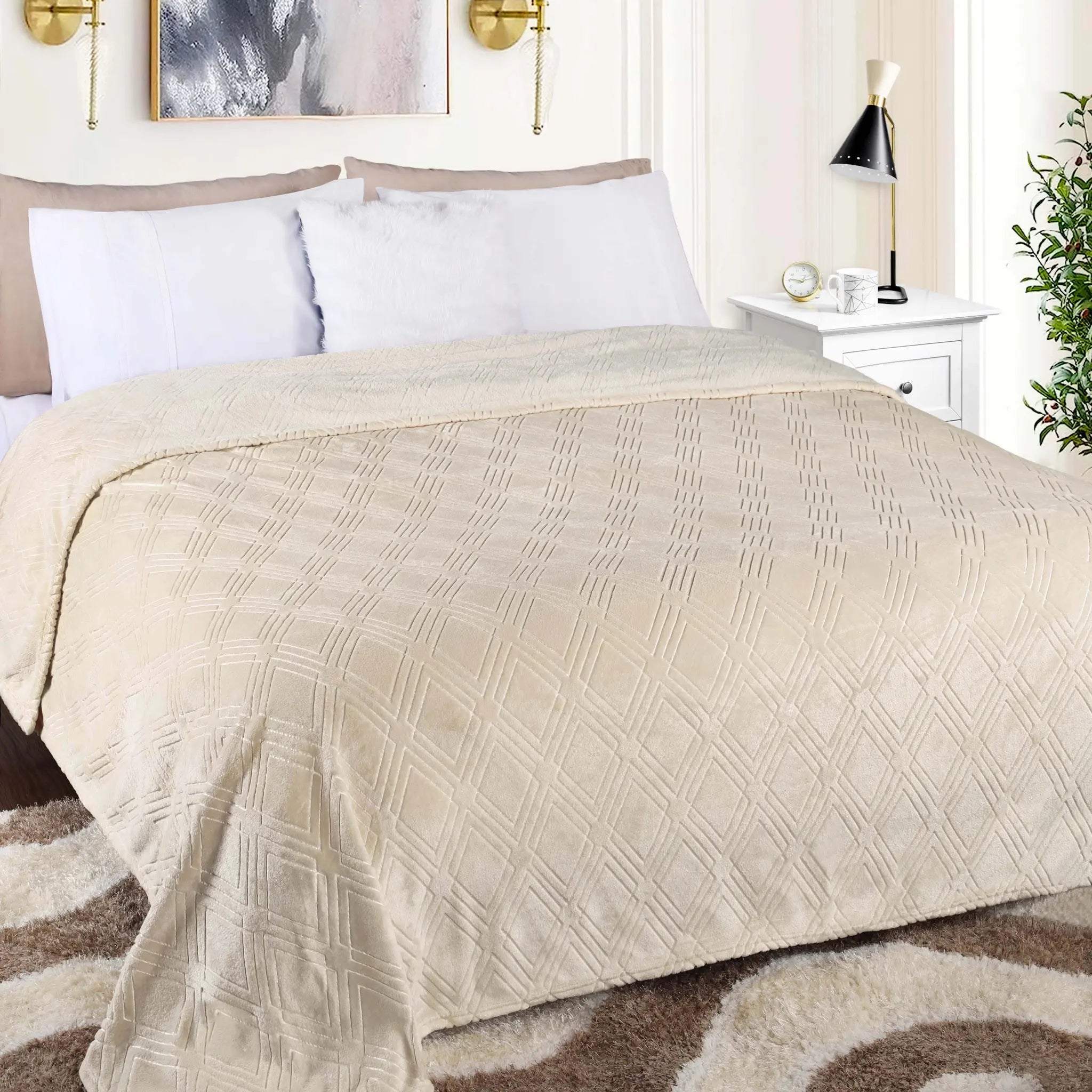 Atka Diamond Fleece Plush Ultra-Soft Fluffy Blanket