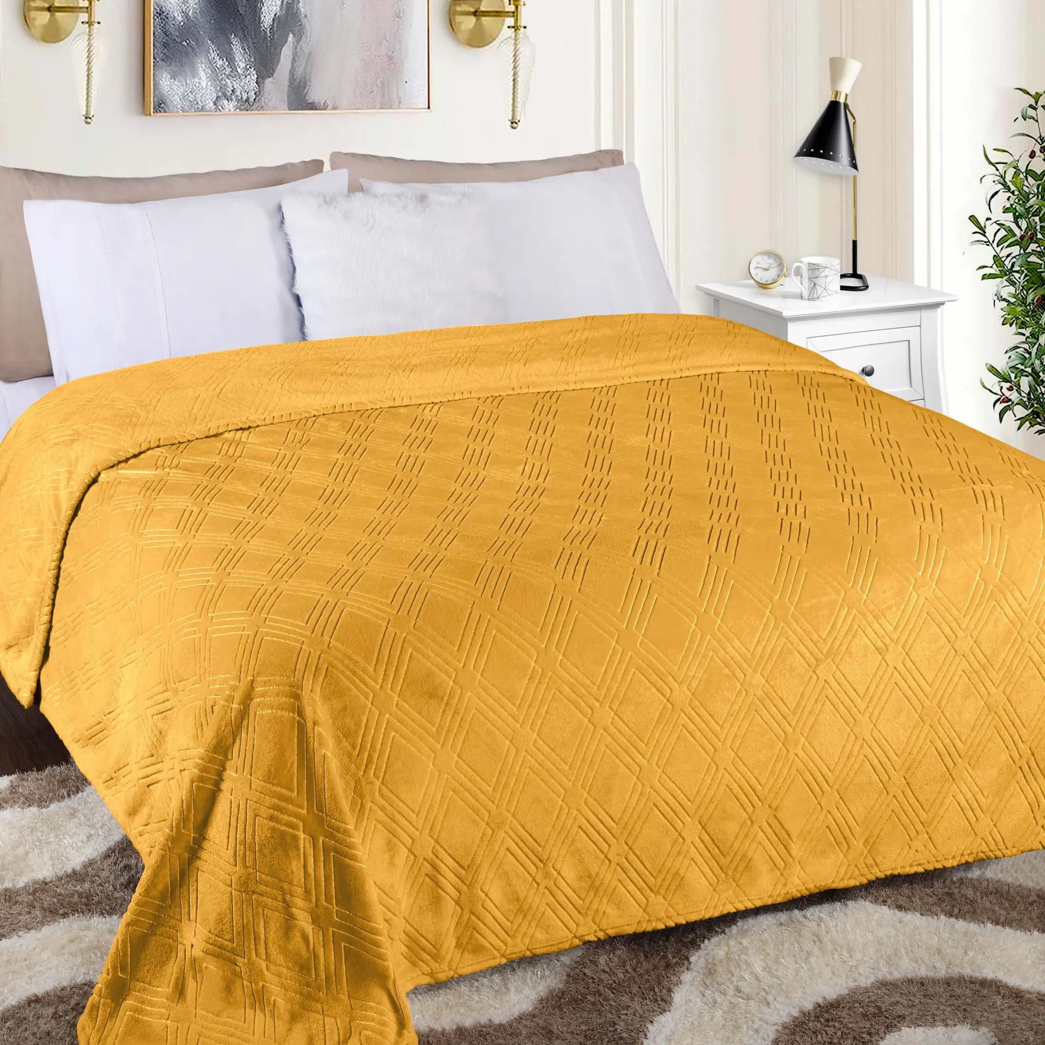 Atka Diamond Fleece Plush Ultra-Soft Fluffy Blanket