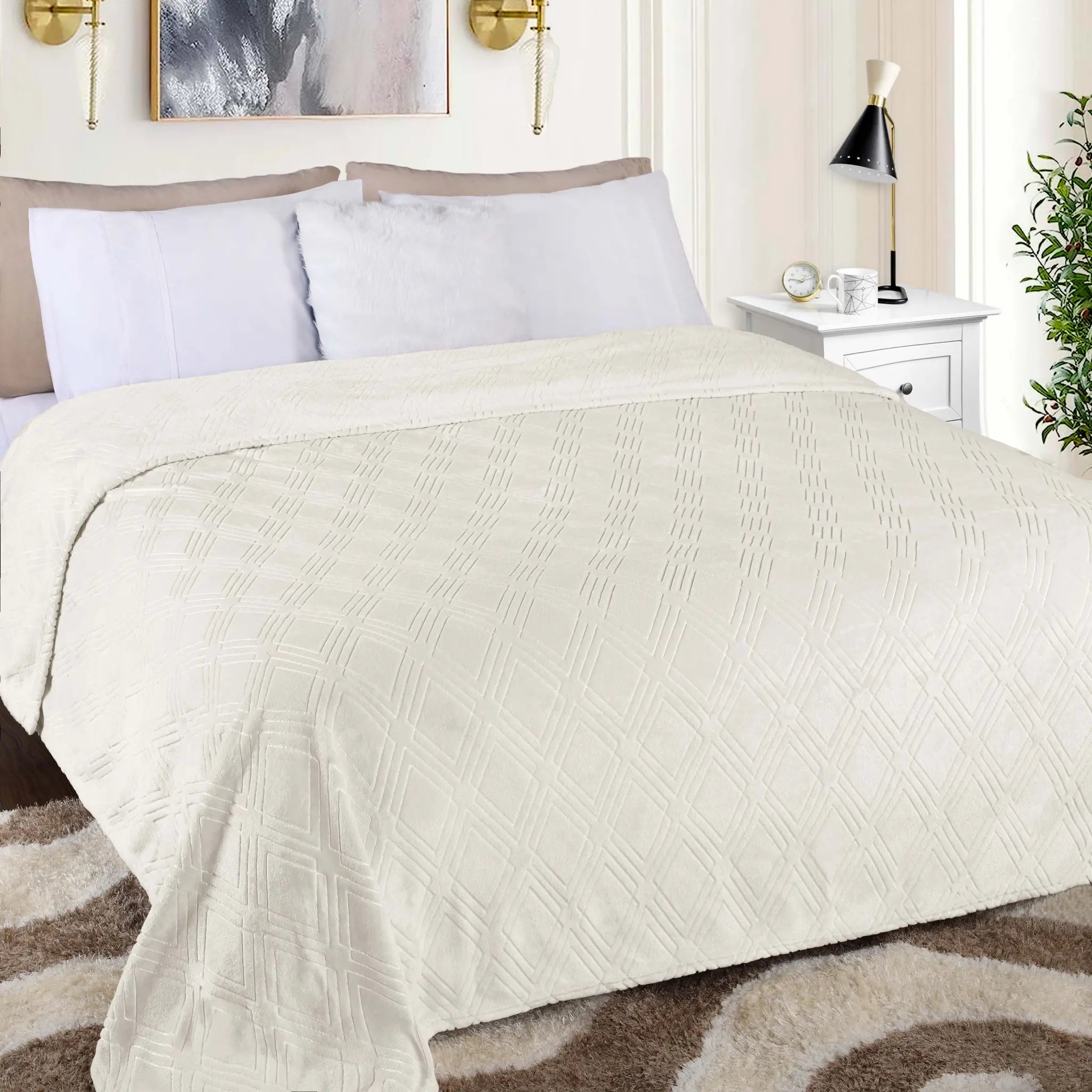 Atka Diamond Fleece Plush Ultra-Soft Fluffy Blanket