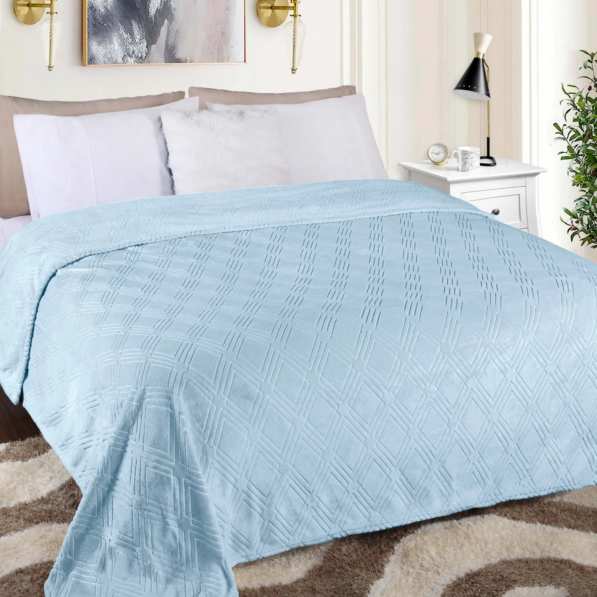 Atka Diamond Fleece Plush Ultra-Soft Fluffy Blanket