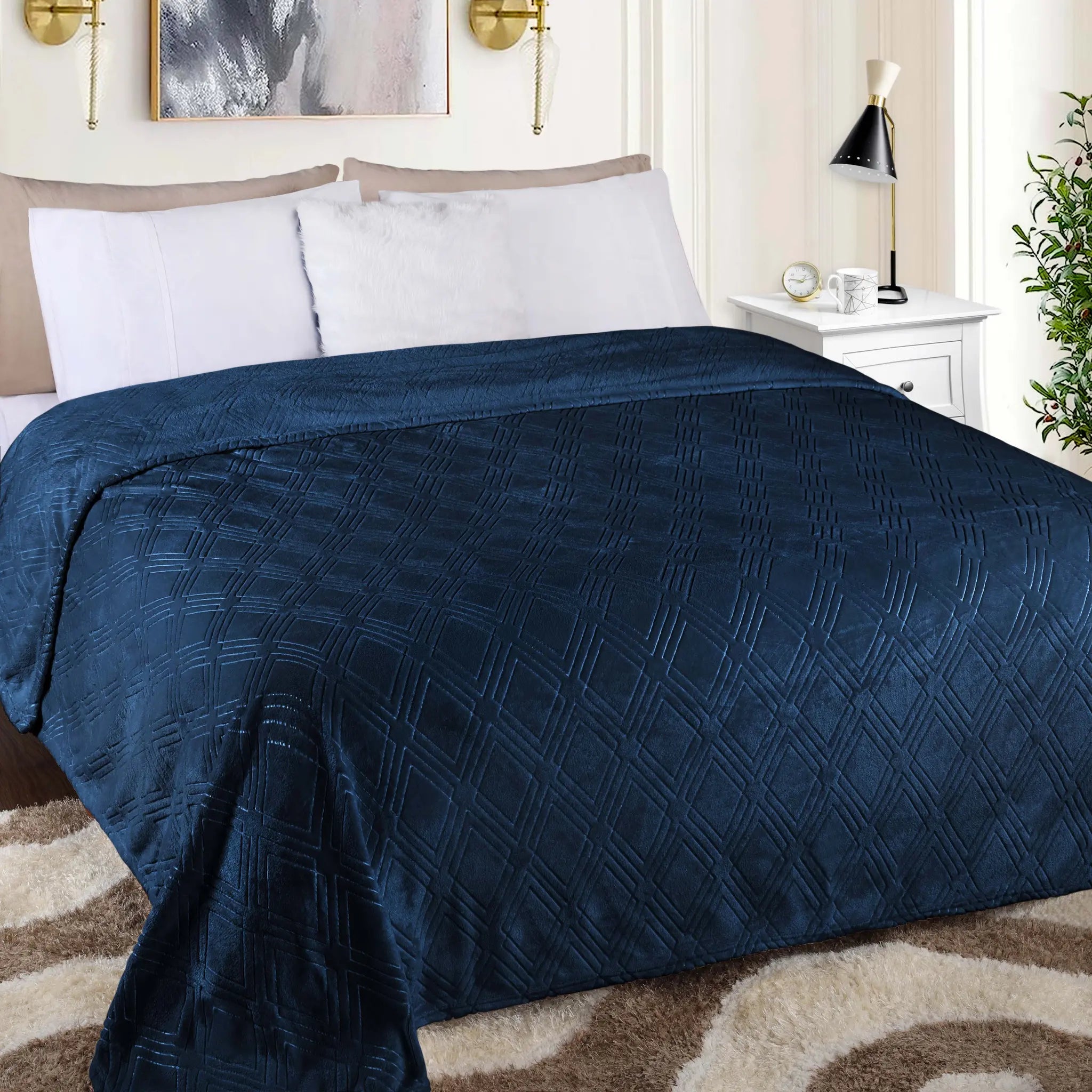 Atka Diamond Fleece Plush Ultra-Soft Fluffy Blanket