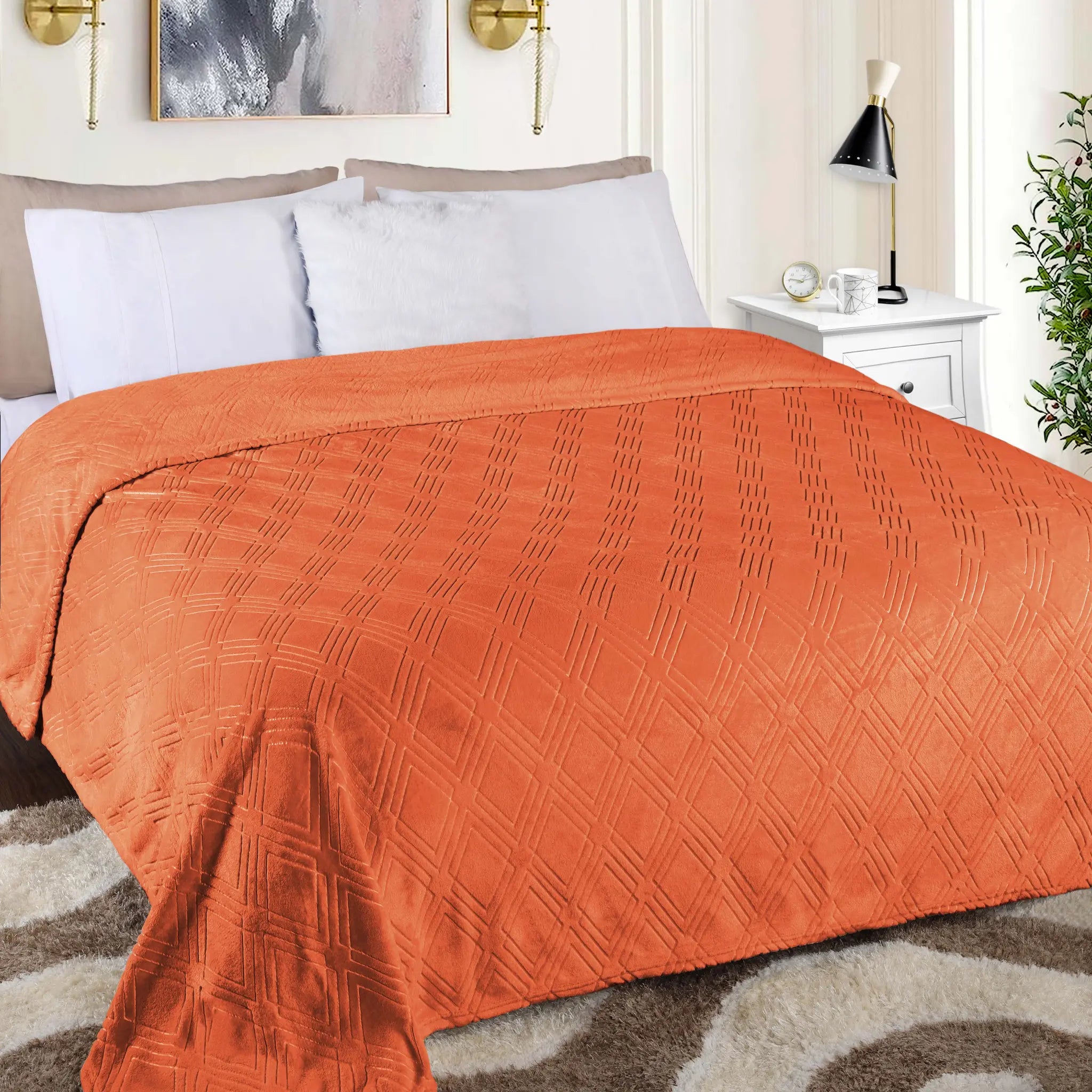Atka Diamond Fleece Plush Ultra-Soft Fluffy Blanket