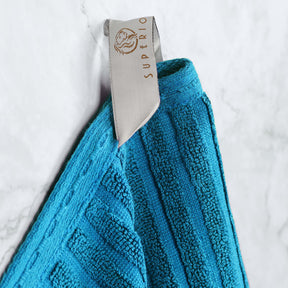 Soho Ribbed Cotton Absorbent Face Towel / Washcloth Set of 12 - Azure