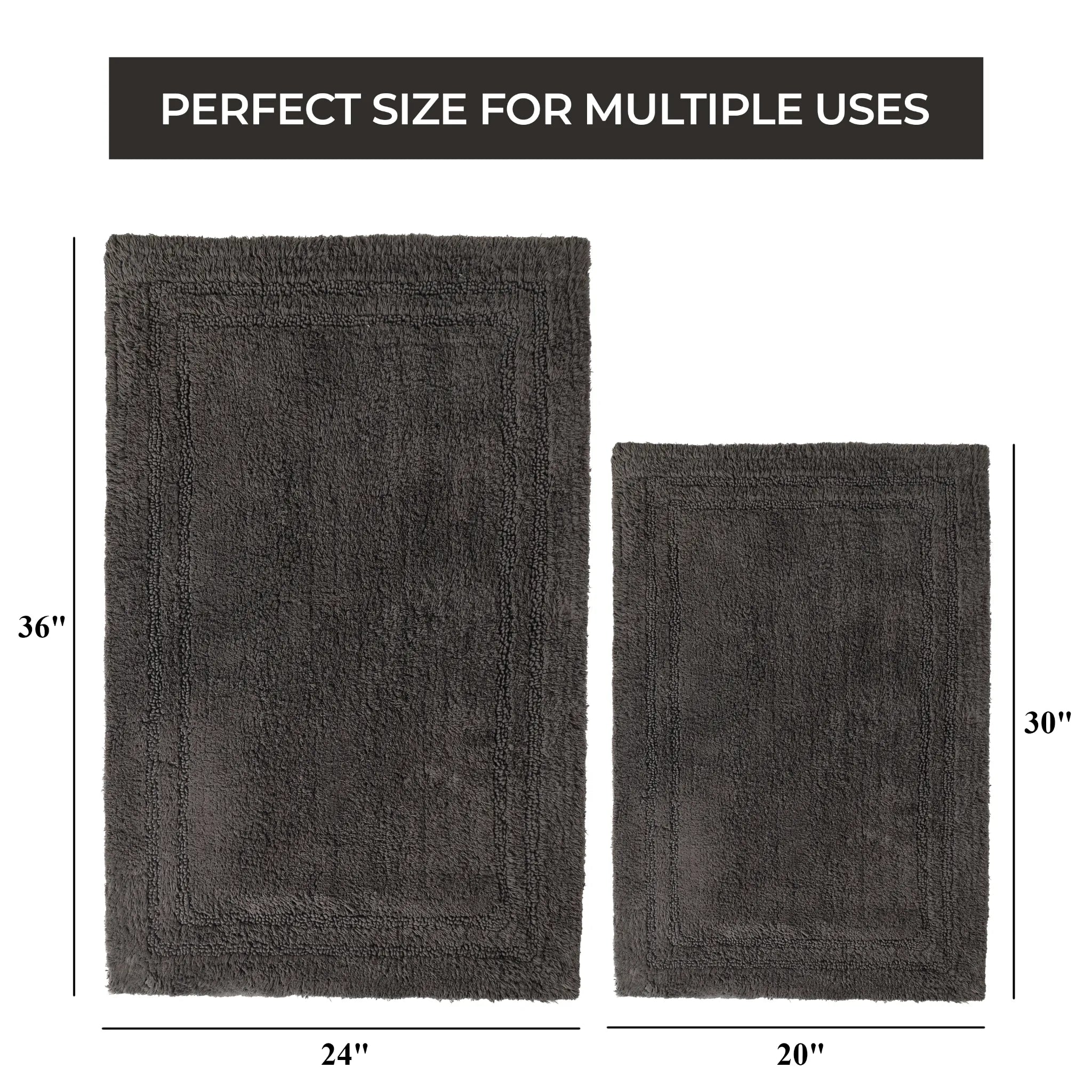 Cotton Solid Non-Skid Washable 2 Piece Bathroom Rug Set - Bath Rugs by Superior Brand