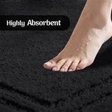 Solid Bordered Cotton Washable Non-Slip Bath Rugs or Runner