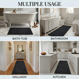 Solid Bordered Cotton Washable Non-Slip Bath Rugs or Runner