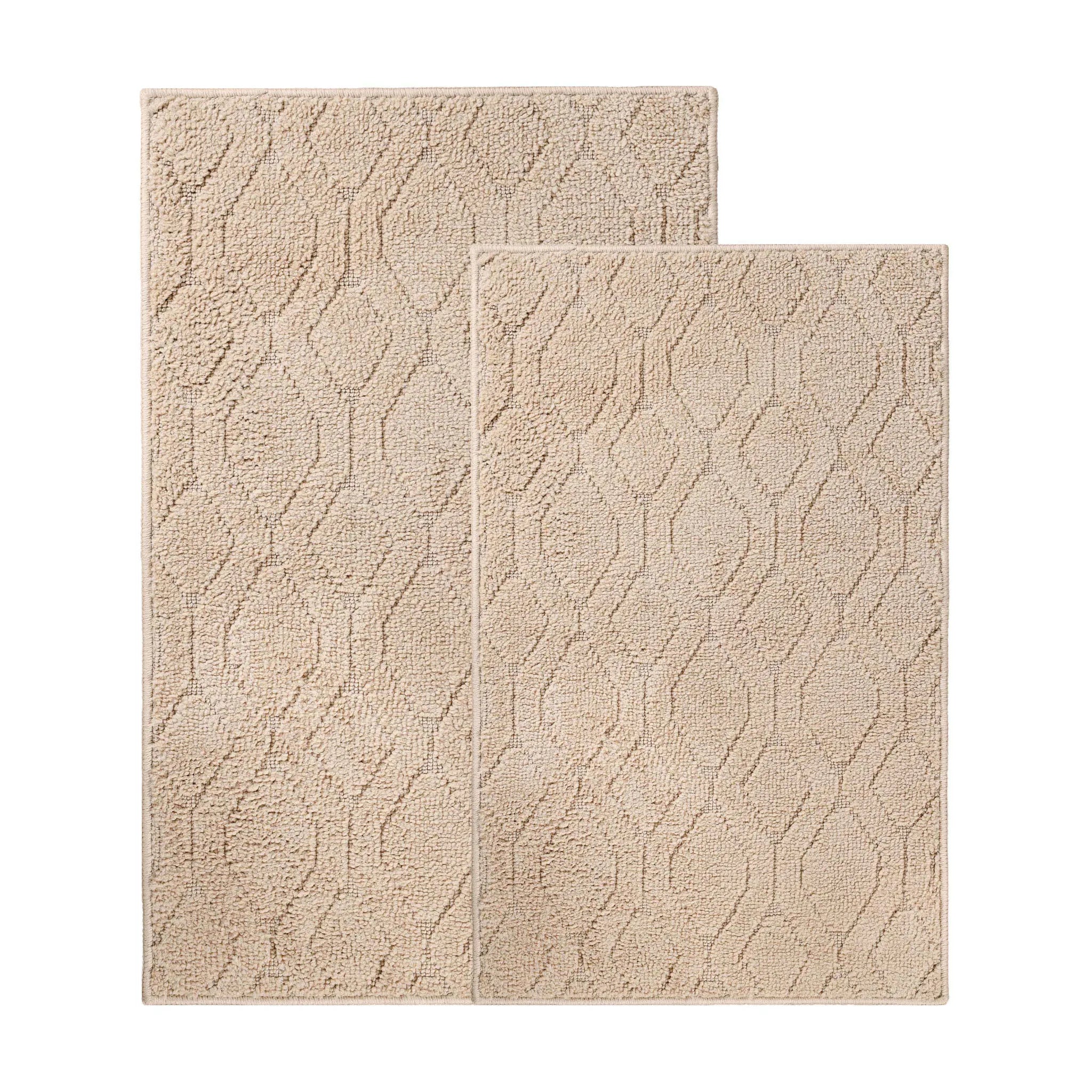 Brou Diamond Lattice Textured Machine Washable Bath Rugs, Set of 2 - Bath Rugs by Superior Brand
