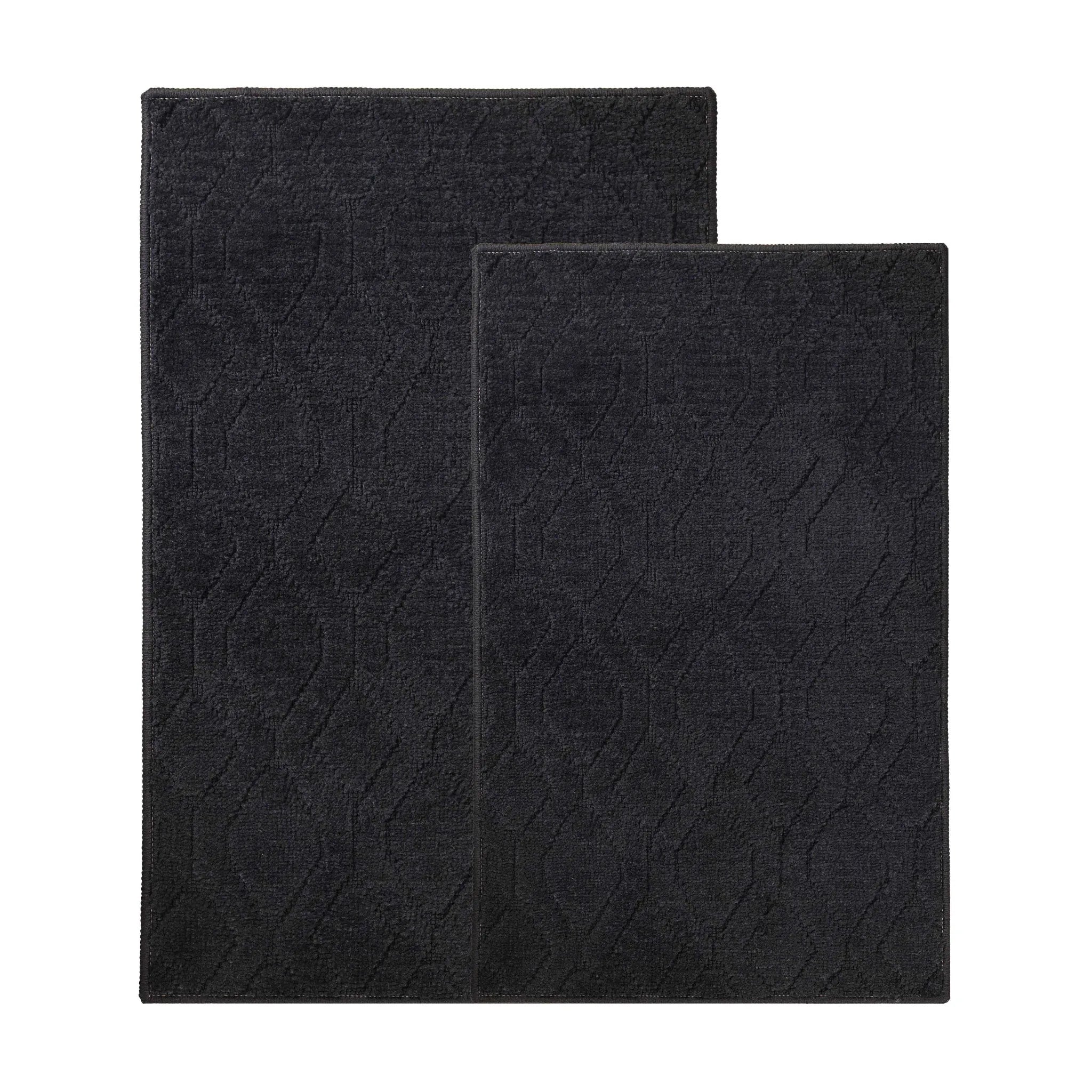 Brou Diamond Lattice Textured Machine Washable Bath Rugs, Set of 2 - Bath Rugs by Superior Brand