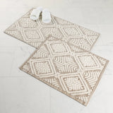Ceton Diamond Trellis Textured Machine Washable Bath Rugs, Set of 2