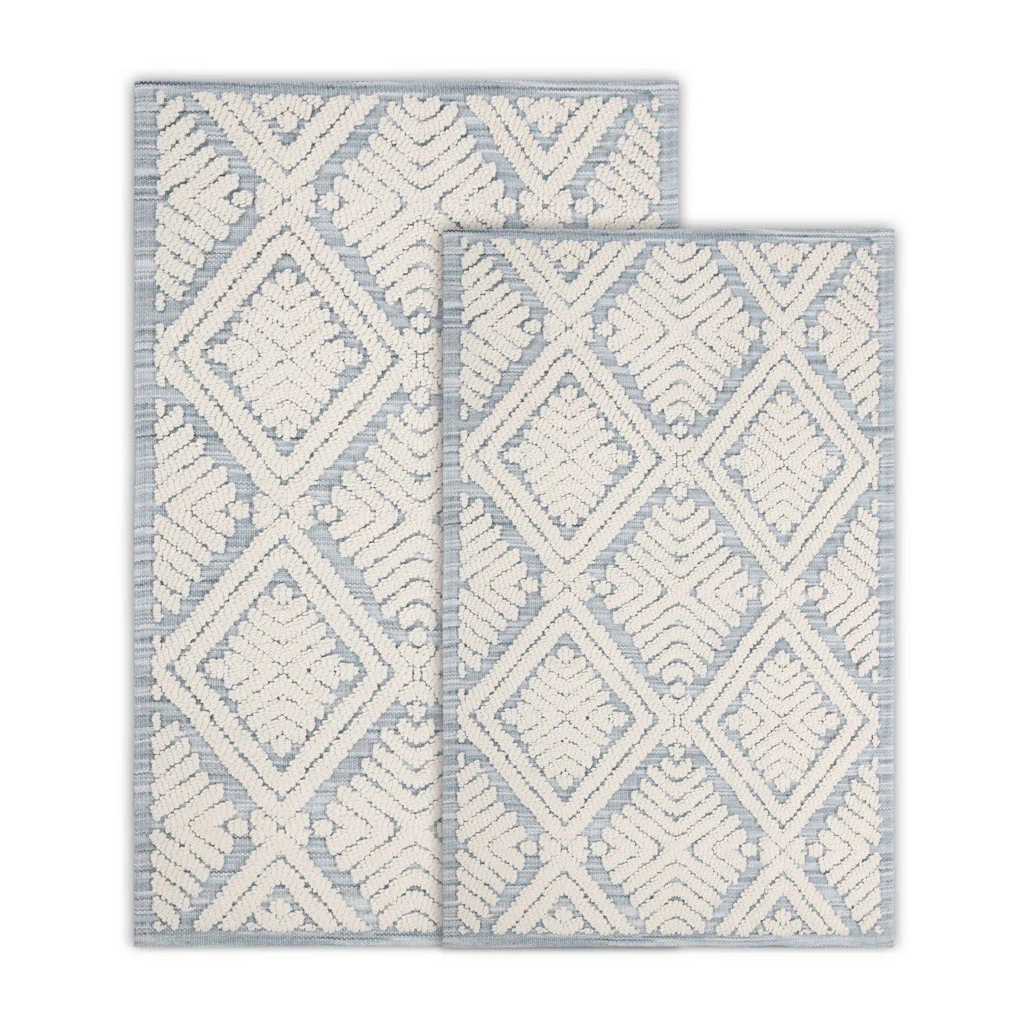 Ceton Diamond Trellis Textured Machine Washable Bath Rugs, Set of 2 - Bath Rugs by Superior Brand