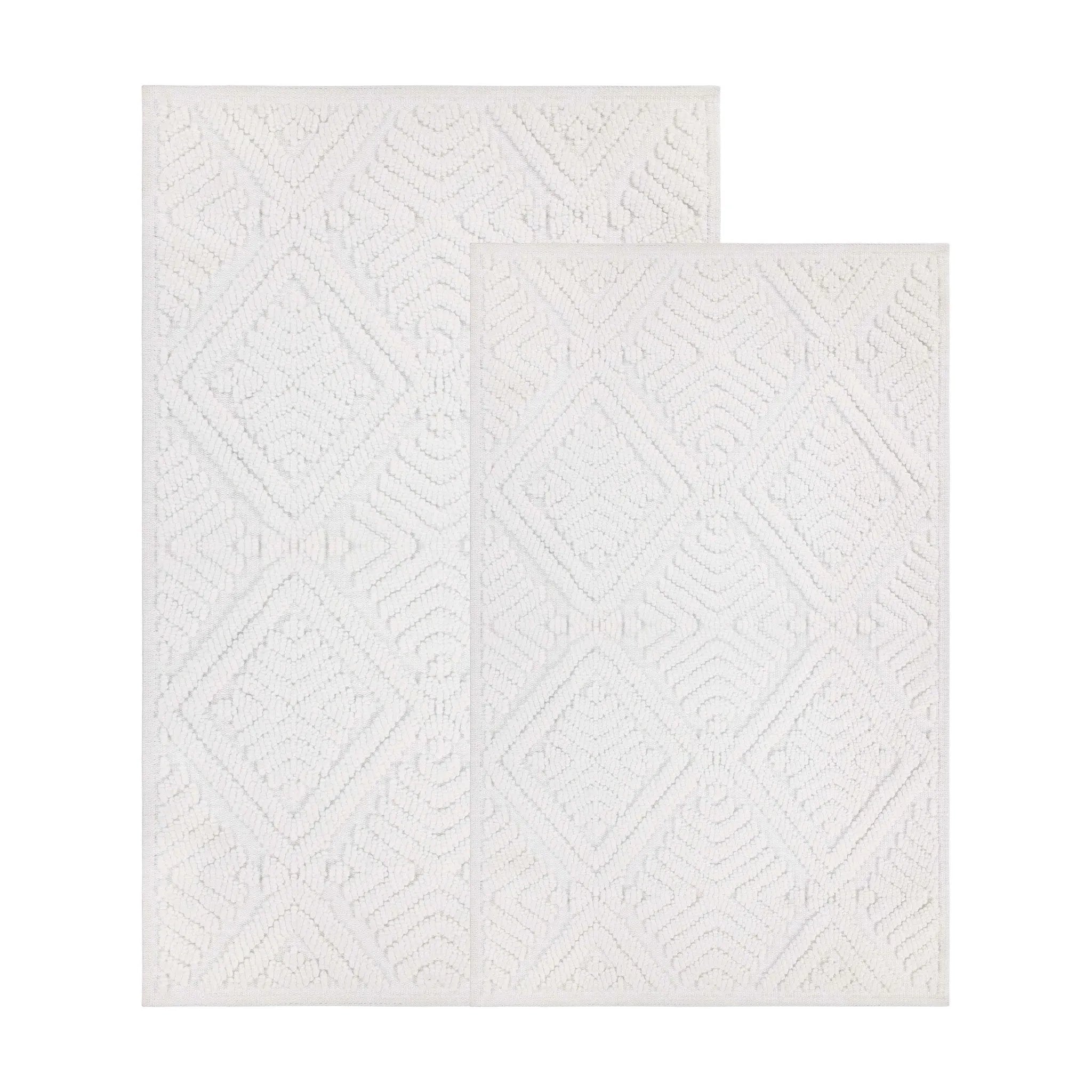 Ceton Diamond Trellis Textured Machine Washable Bath Rugs, Set of 2 - Bath Rugs by Superior Brand