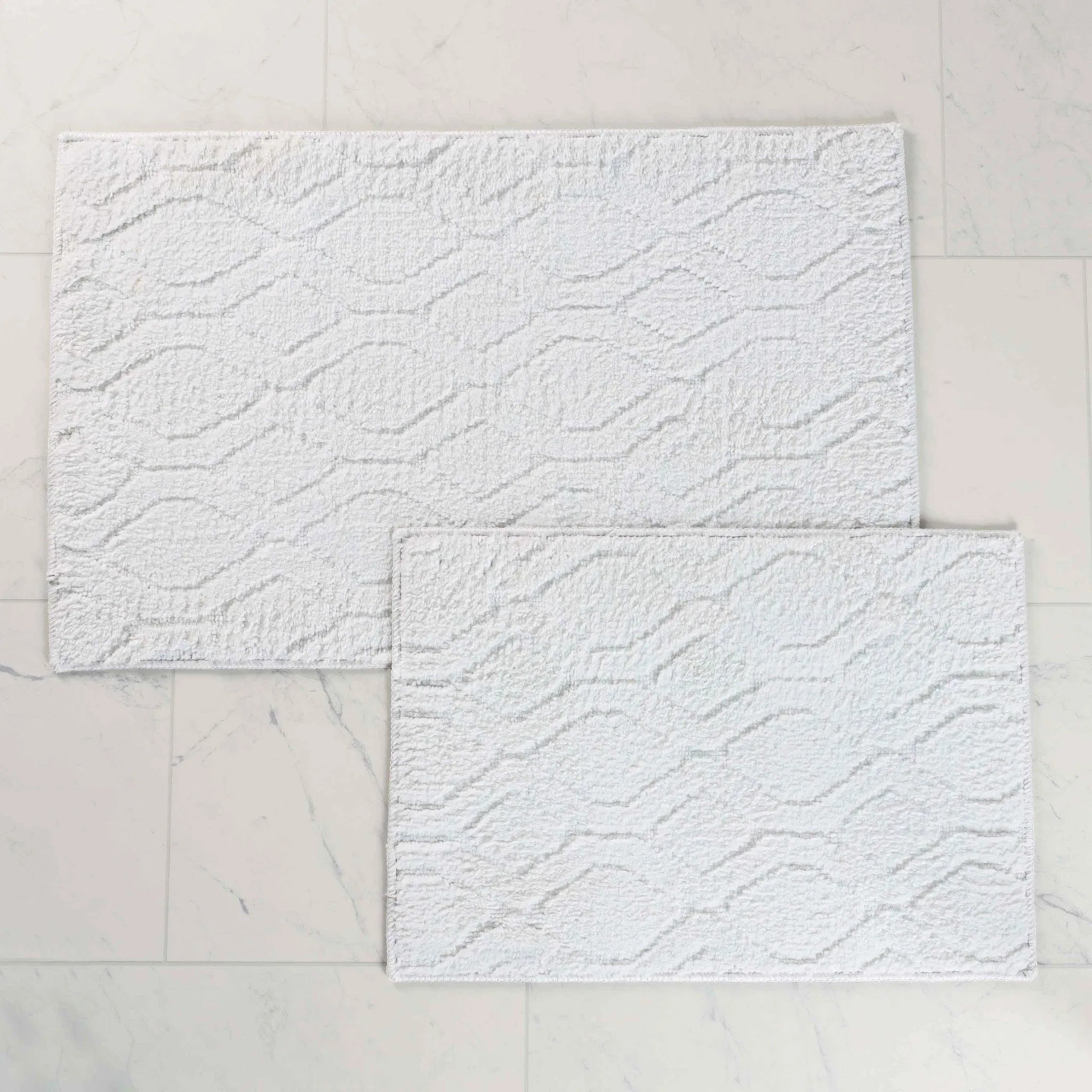 Ceton Diamond Trellis Textured Machine Washable Bath Rugs, Set of 2 - Bath Rugs by Superior Brand