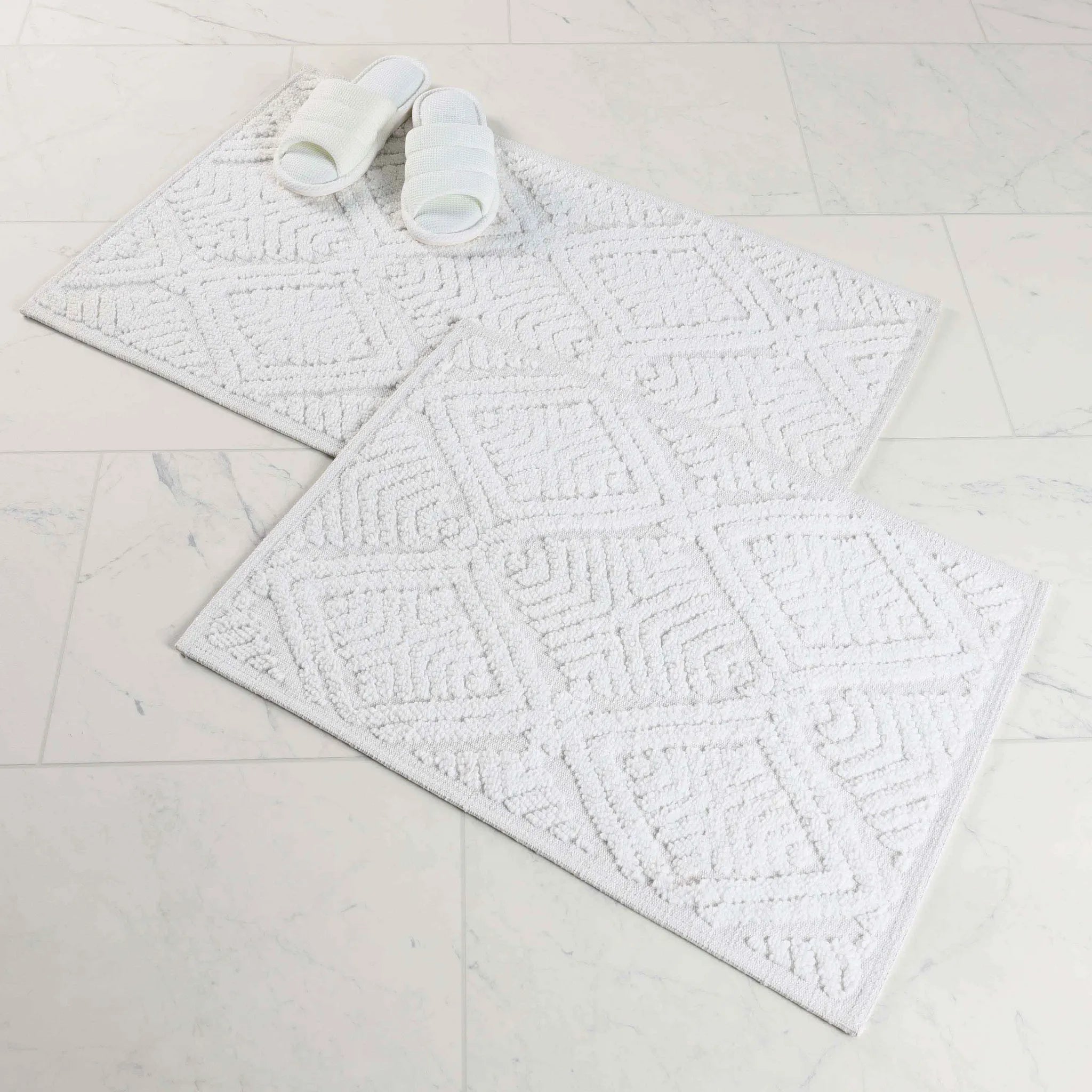Ceton Diamond Trellis Textured Machine Washable Bath Rugs, Set of 2 - Bath Rugs by Superior Brand