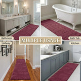 Checkered Cotton Washable Non-Slip Bath Rugs or Runner