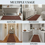 Solid Bordered Cotton Washable Non-Slip Bath Rugs or Runner