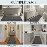 Solid Bordered Cotton Washable Non-Slip Bath Rugs or Runner