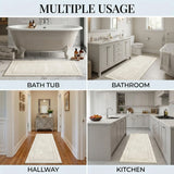 Solid Bordered Cotton Washable Non-Slip Bath Rugs or Runner