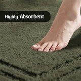 Solid Bordered Cotton Washable Non-Slip Bath Rugs or Runner