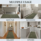 Solid Bordered Cotton Washable Non-Slip Bath Rugs or Runner