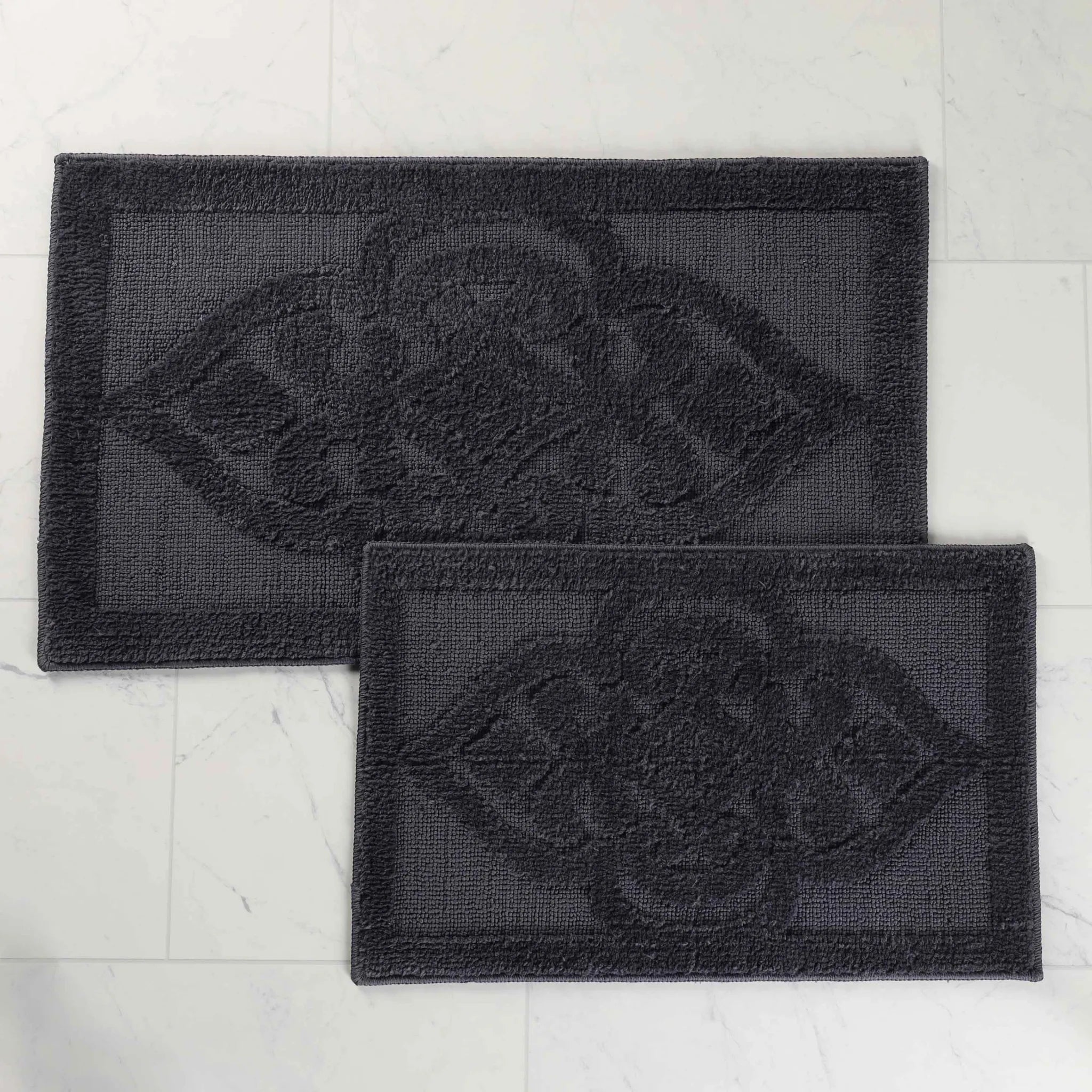 Myra Medallion Textured Jacquard Machine Washable Bath Rugs, Set of 2 - Bath Rugs by Superior Brand