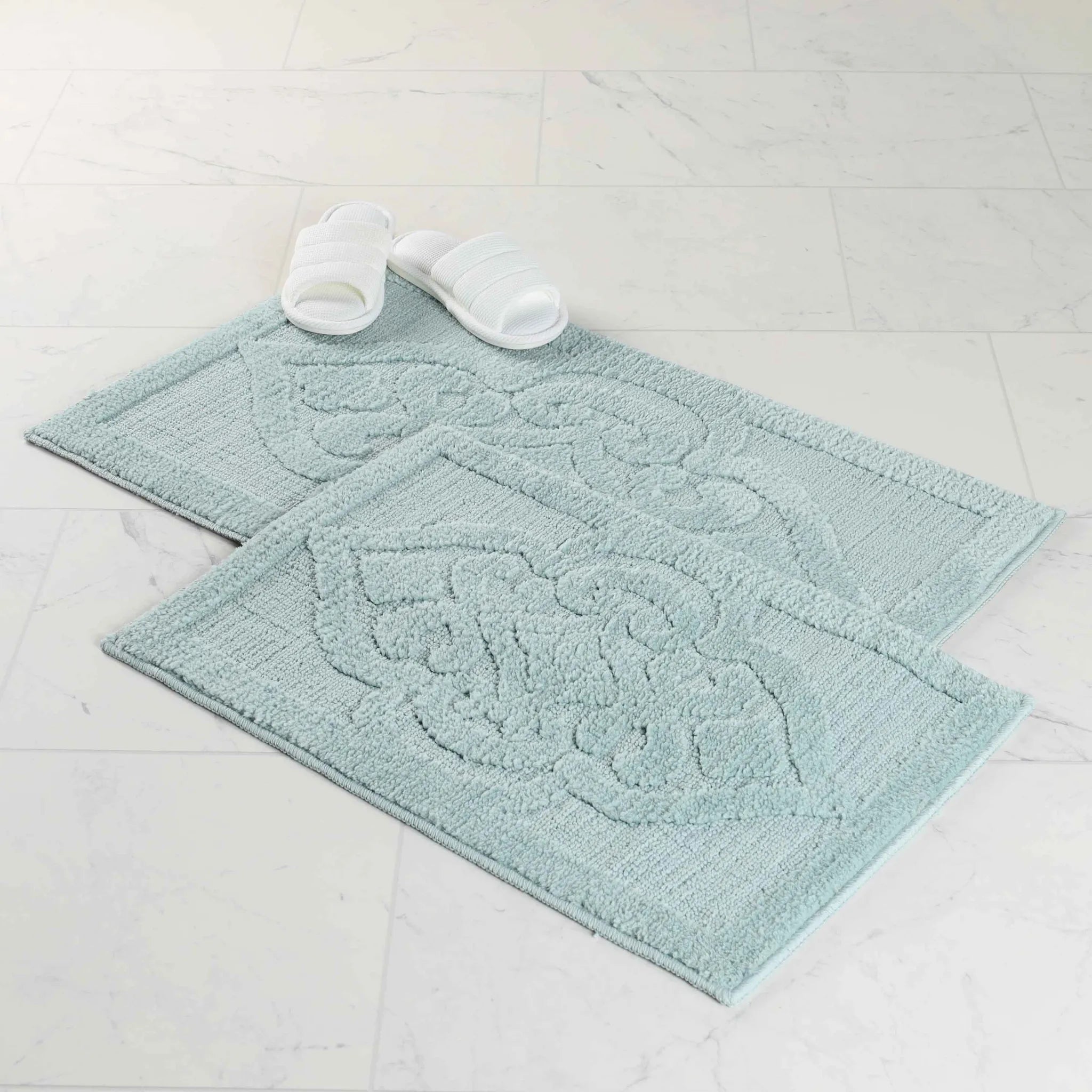 Myra Medallion Textured Jacquard Machine Washable Bath Rugs, Set of 2 - Bath Rugs by Superior Brand
