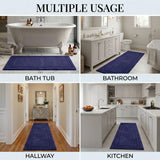 Solid Bordered Cotton Washable Non-Slip Bath Rugs or Runner