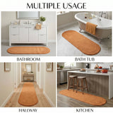 Oval Cotton Washable Non-Slip Bath Rugs or Runner