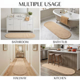 Oval Cotton Washable Non-Slip Bath Rugs or Runner