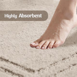 Solid Bordered Cotton Washable Non-Slip Bath Rugs or Runner