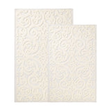 Venere Floral Scroll Textured Machine Washable Bath Rugs, Set of 2