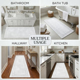 Solid Bordered Cotton Washable Non-Slip Bath Rugs or Runner