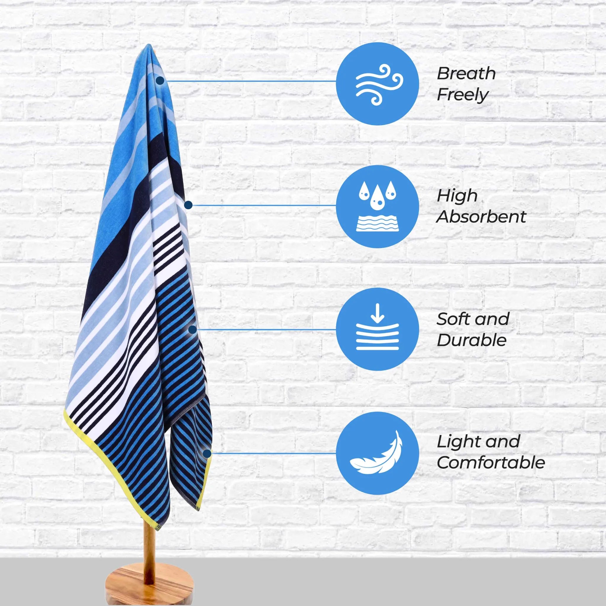 Mira Striped Cotton Velour Terry Large Oversized Beach Towel - Beach Towel by Superior Brand