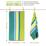 Mira Striped Cotton Velour Terry Large Oversized Beach Towel - Beach Towel by Superior Brand