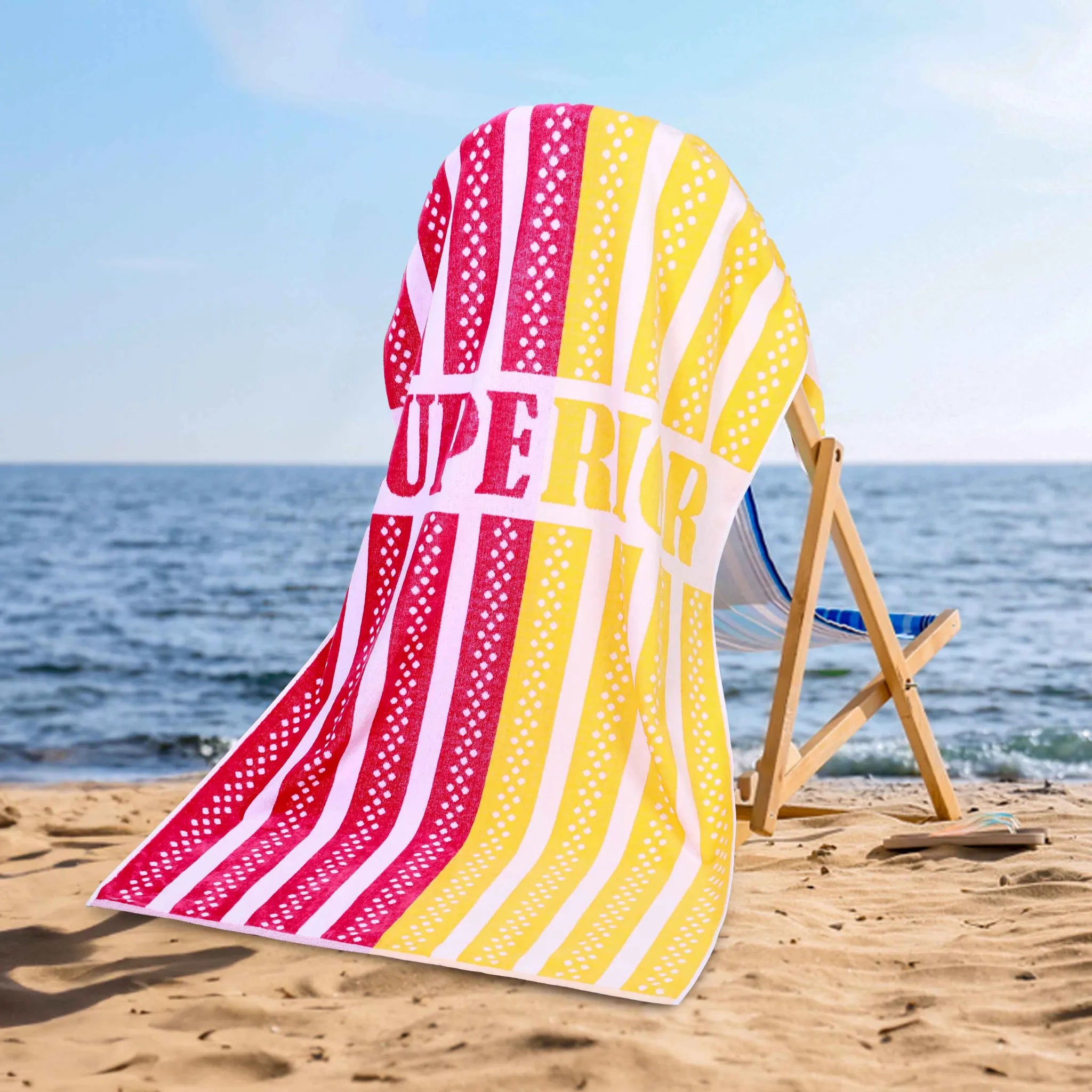 Striped Superior Cotton Velour Terry Large Oversized Beach Towel - Beach Towel by Superior Brand