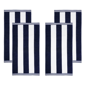 Superior Cabana Stripe Oversized Cotton Beach Towel Set Of 2,4,6 - Blue