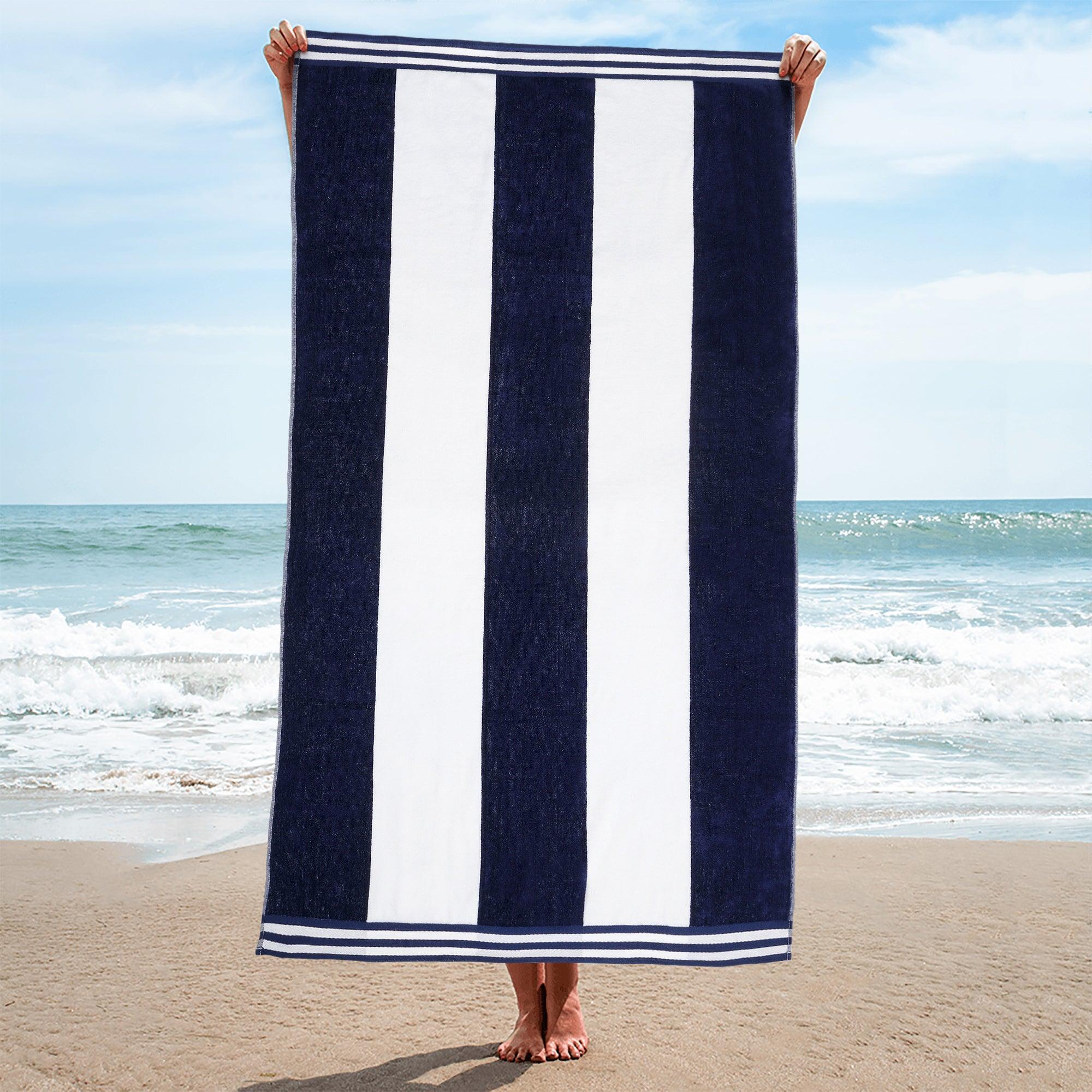 Cabana Stripe Oversized Cotton Beach Towel Set Of 2,4,6 - Beach Towel by Superior