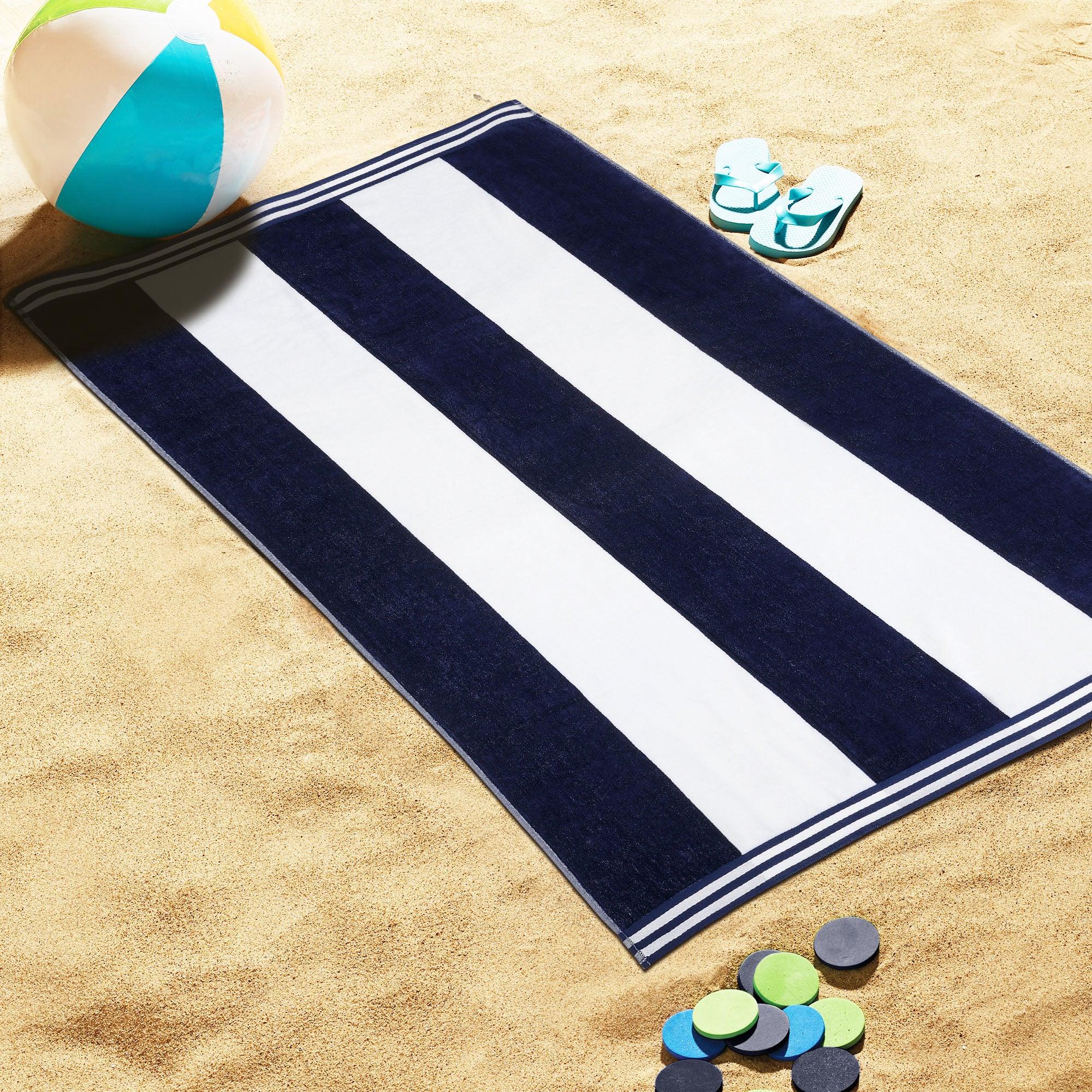 Cabana Stripe Oversized Cotton Beach Towel Set Of 2,4,6 - Beach Towel by Superior