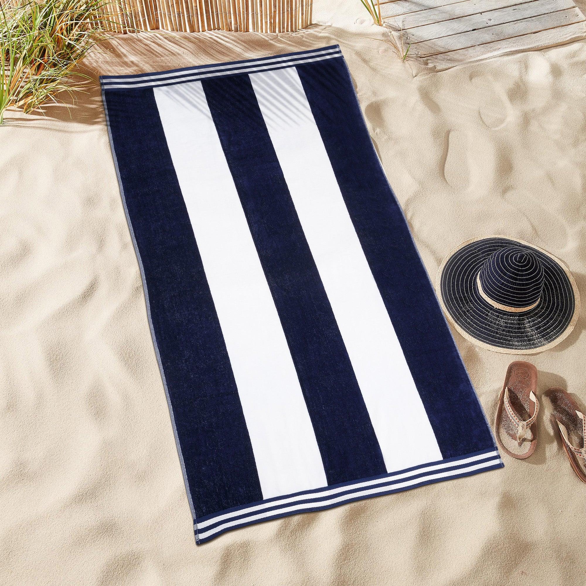 Cabana Stripe Oversized Cotton Beach Towel Set Of 2,4,6 - Beach Towel by Superior