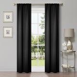 Blackout Window Curtains Solid Room Darkening Washable Set of 2