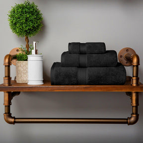 Egyptian Cotton Heavyweight 3 Piece Bath Towel Set - Black