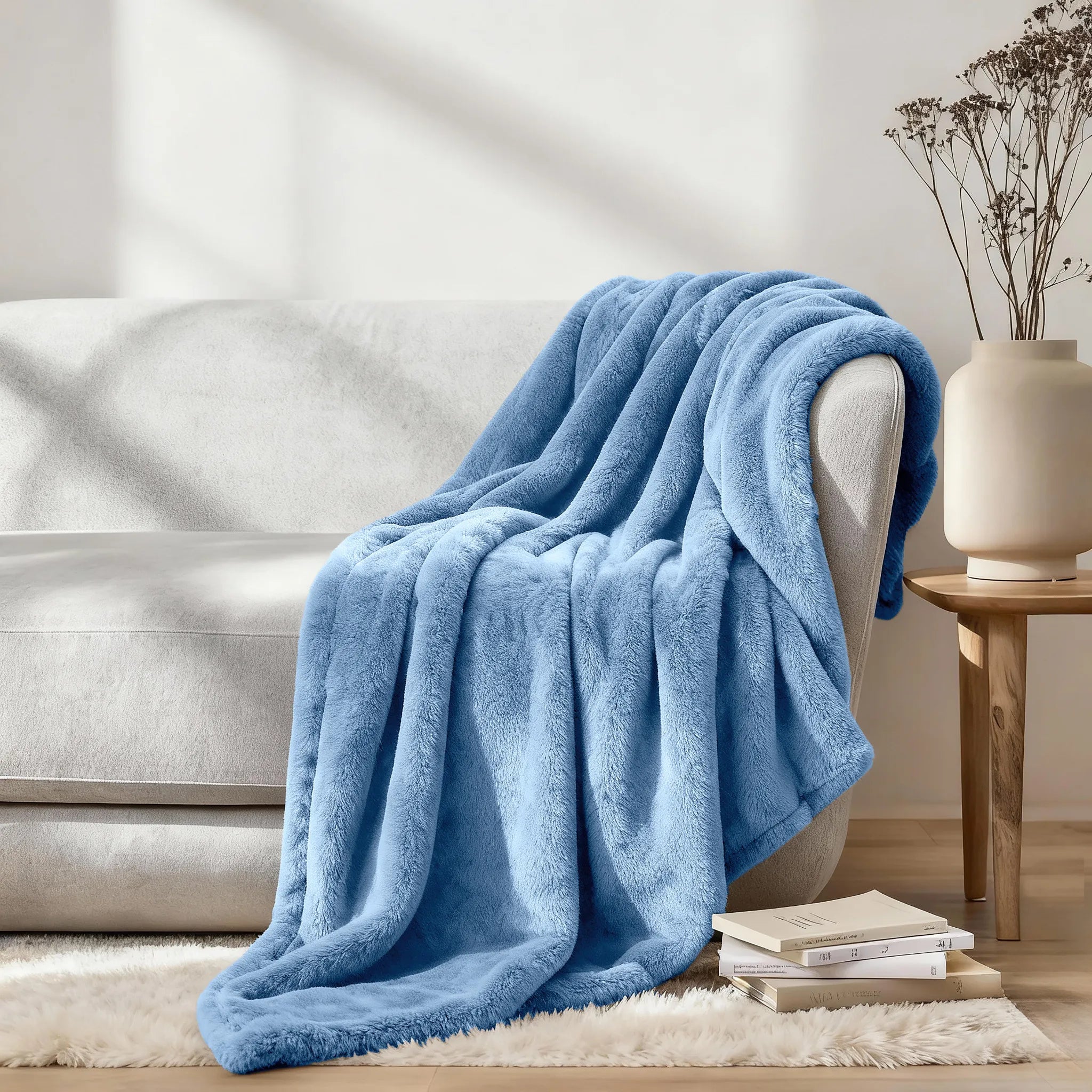 Fleece Plush Medium Weight Fluffy Soft Solid Decorative Blanket